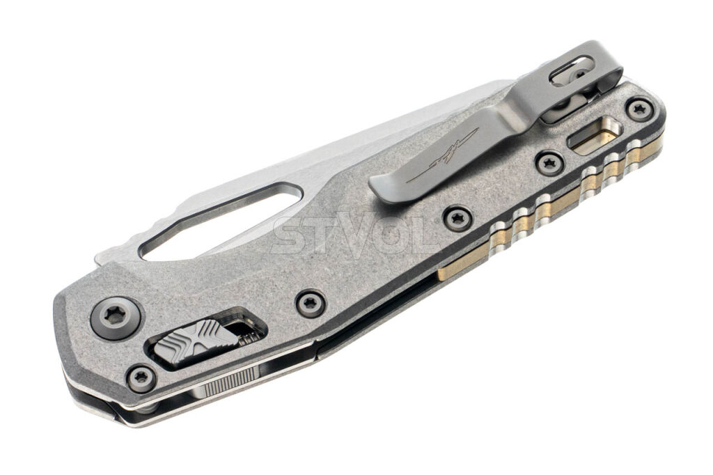 Нож Microtech MSI Ram-Lok Marfione Select Stonewash Slab side Titanium w/bronze Фото 5