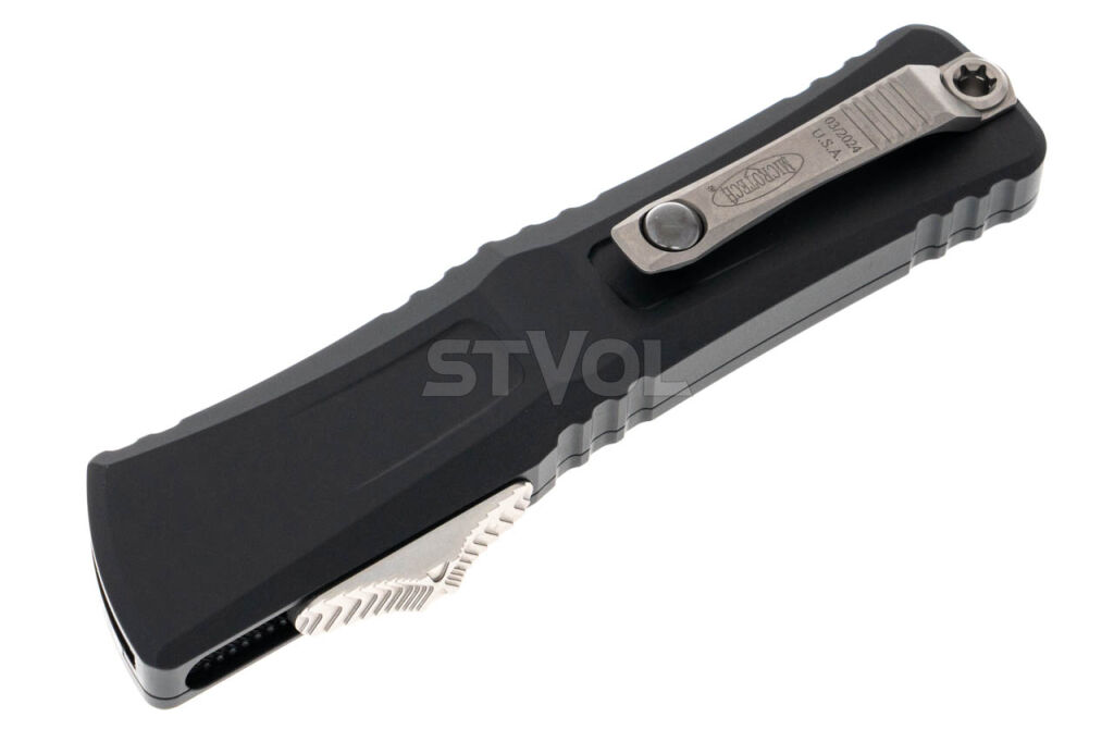 Ніж Microtech Combat Troodon Gen III OTF, stonewash. напівсерретор, чорний фото 4