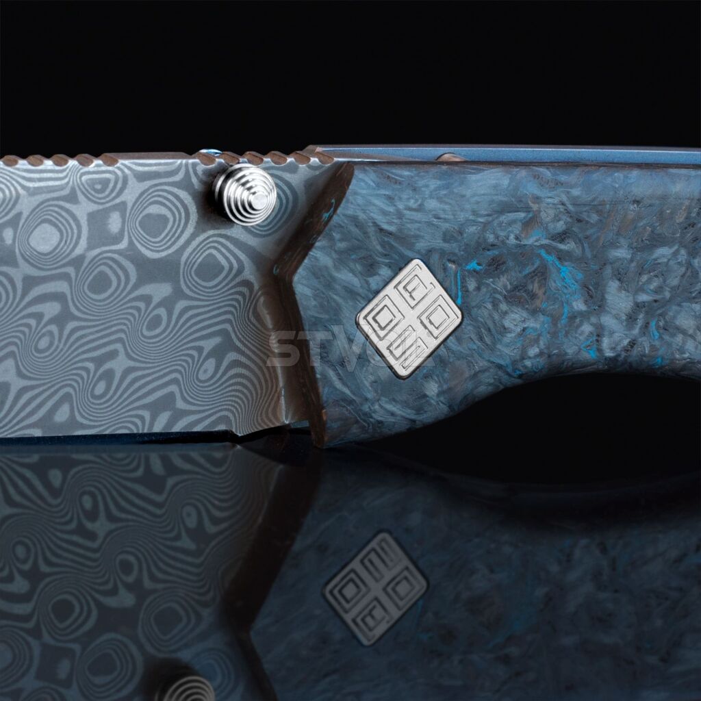 Нож Ocaso "Delos", Dark Matter Blue, Damascus Фото 3