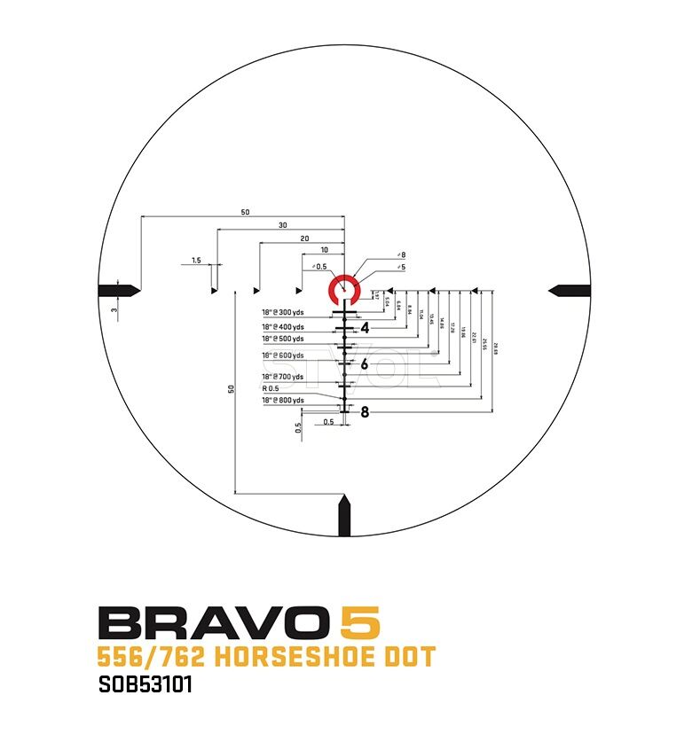 Прицел призматический Sig Optics BRAVO5 BATTLE SIGHT, 5X32MM HORSESHOE DOT ILLUM RETICLE Фото 2