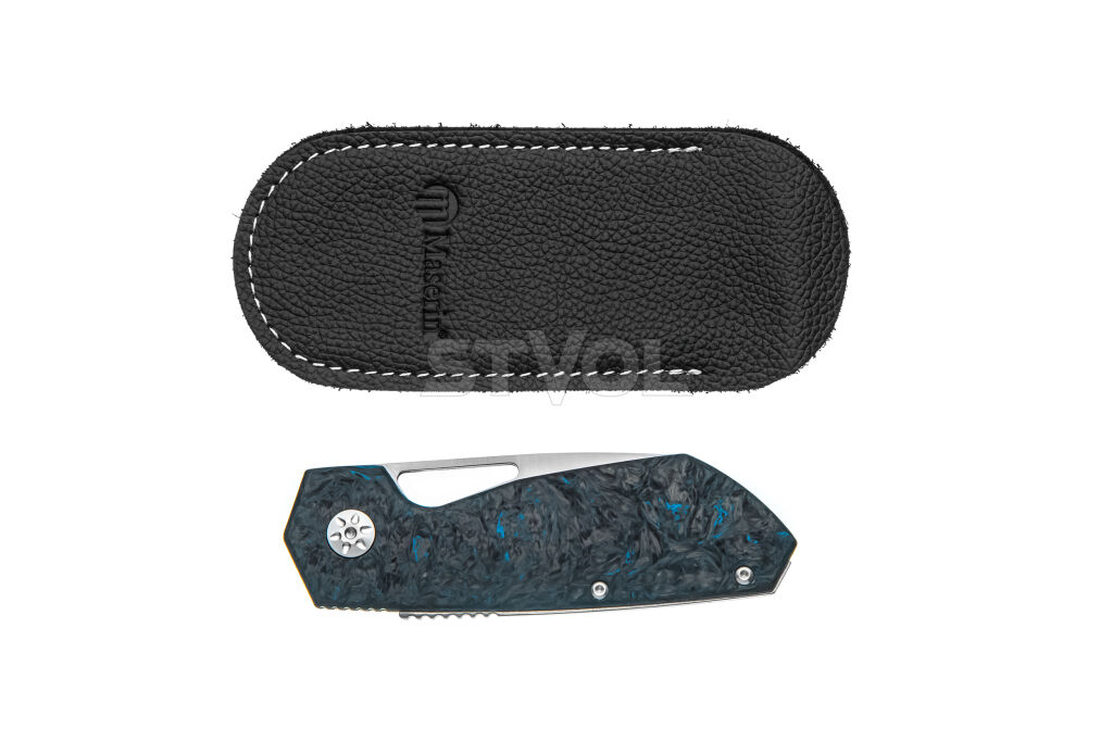 Ніж Maserin W2, M390,  fat carbon, синій фото 4