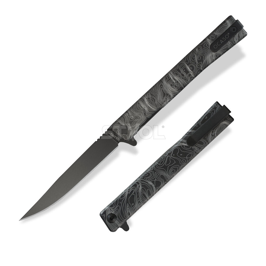 ж Ocaso "Solstice", Engraved titanium Topo Pattern, Black фото