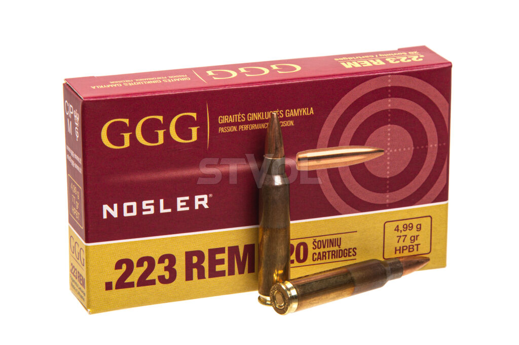 Патрон нарізний GGG k.223 Rem HPBT NOSLER 77GR (4.99 г) фото