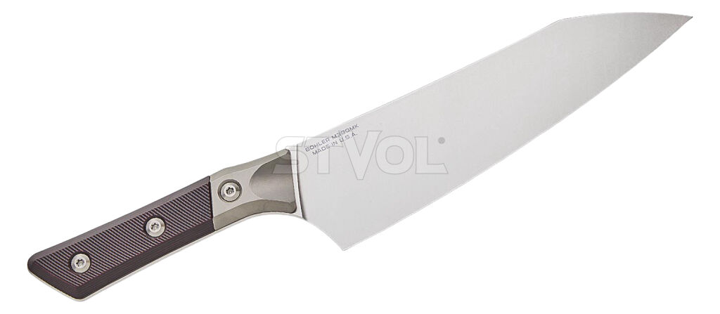 Шеф-ніж Microtech 8" Stonewash Standard Black Cherry G-10 з больстером фото 2