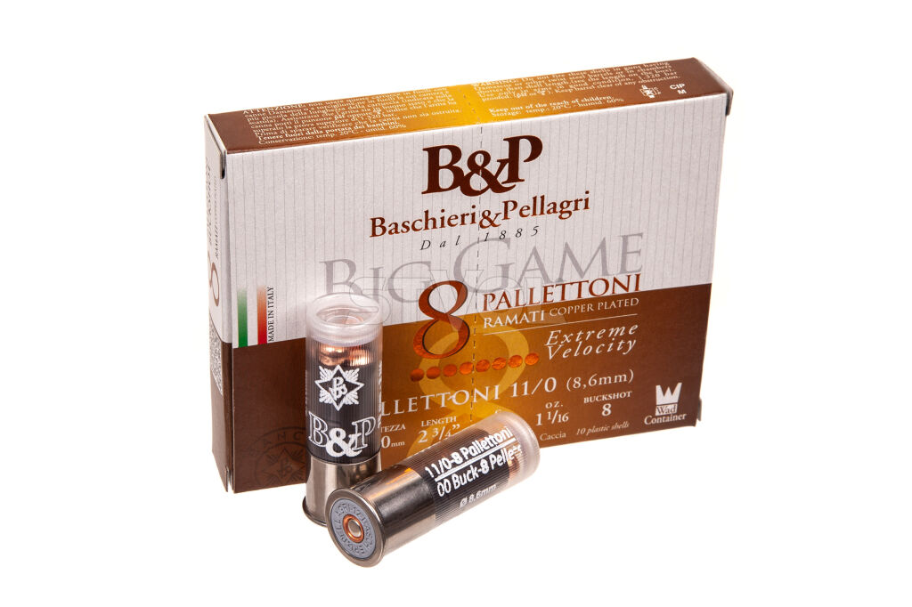 Картеч в контейнері B&P BIG GAME PALLETTONI EXTRA VEL. (8P) к.12/20/70 №11/0, 10/100шт 30гр фото