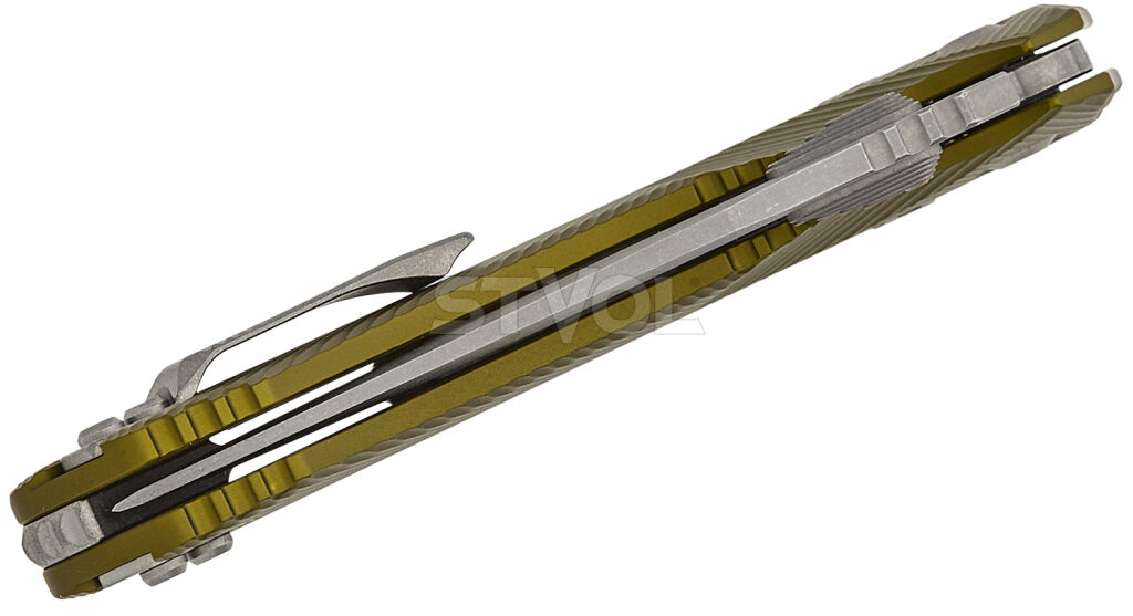 Ніж Microtech Amphibian Ram-Lok, клинок напівсер. Apoc Fluted,  руків'я G10 OD Green фото 5