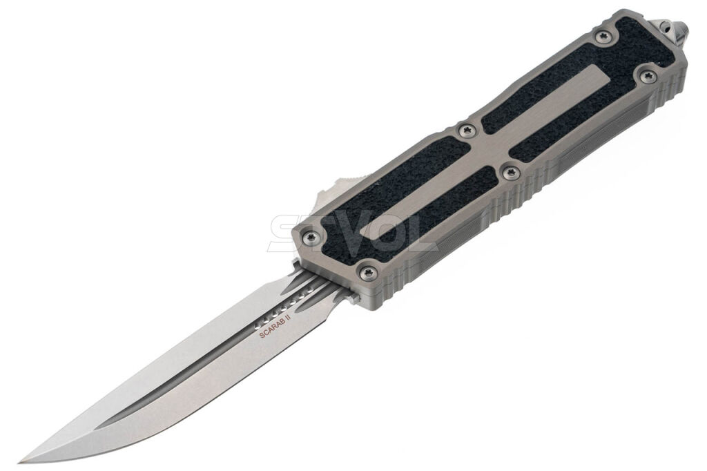 Ніж Microtech Scarab II Gen III D/E-S, stonewash, чорно-сірий фото