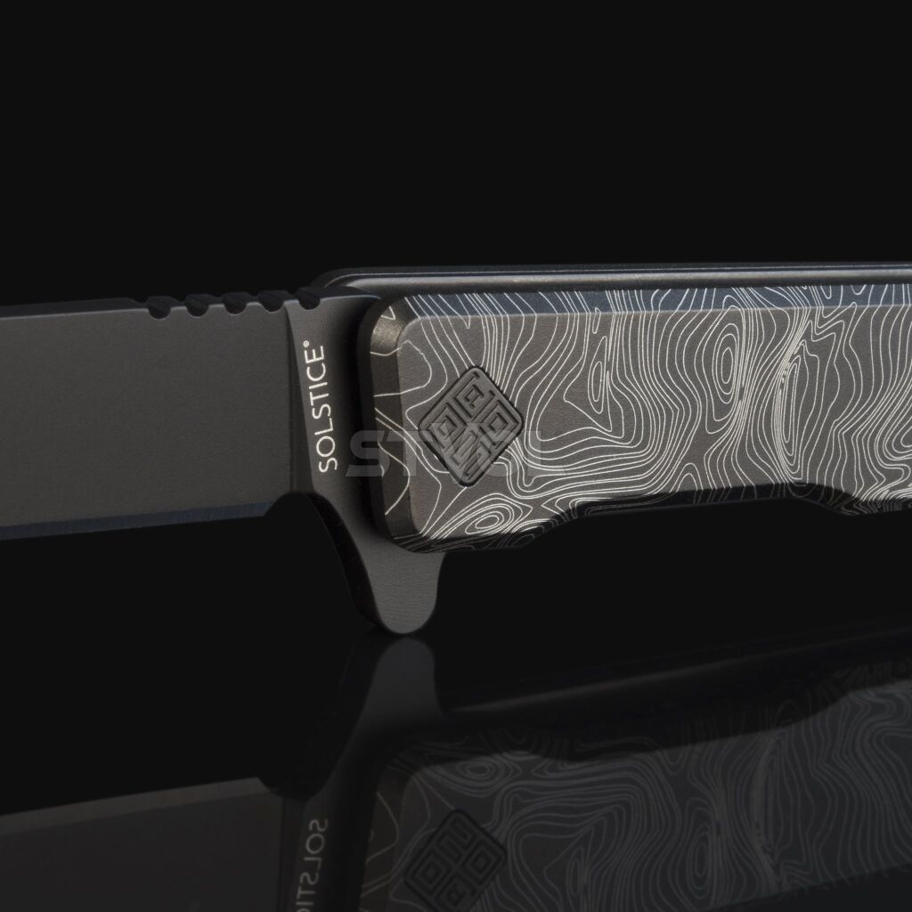 ж Ocaso "Solstice", Engraved titanium Topo Pattern, Black фото 3