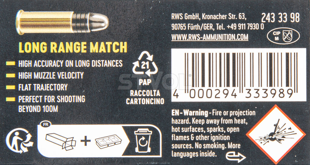 2433398 Патрони нарізні RWS Long Range Match, кал. 22 LR, 40GR (2,6 г), 345 м/с, 50 шт/уп фото 2