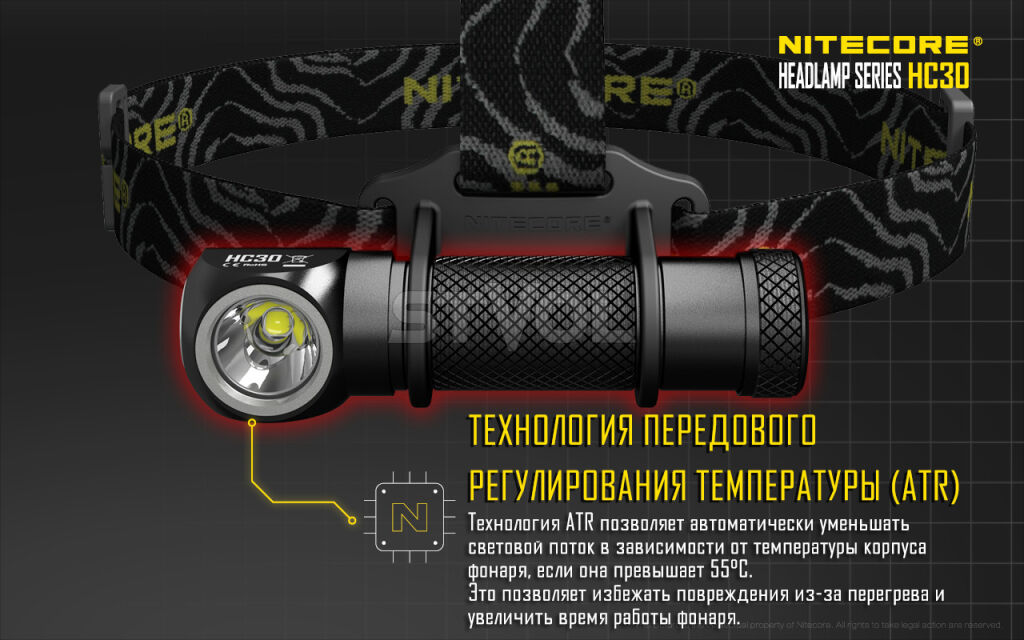 Ліхтар налобний Nitecore HC30w (тепле світло) фото 7
