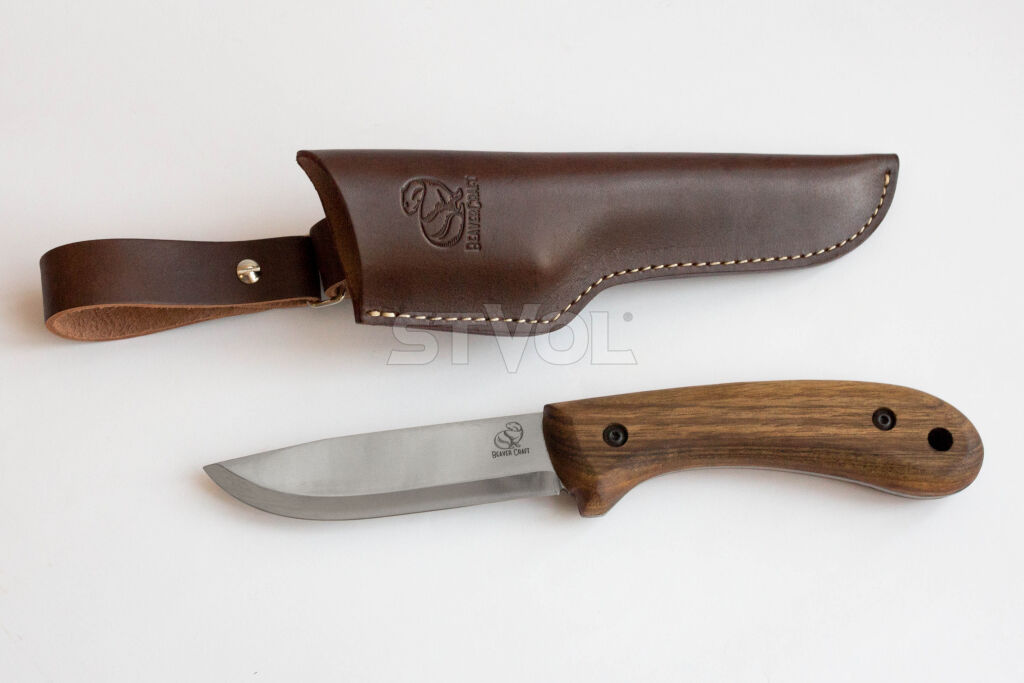 BSH 2 Ніж Bushcraft із вуглецевої сталі з горіховою ручкою зі шкіряною оболонкою фото