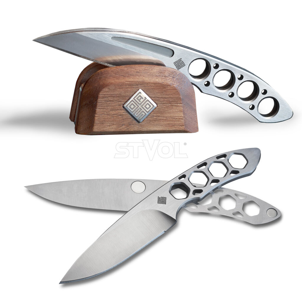 Набір з двох ножів Ocaso "Duo Desk Knife Wharncliffe" із підставкою з деревини горіха фото