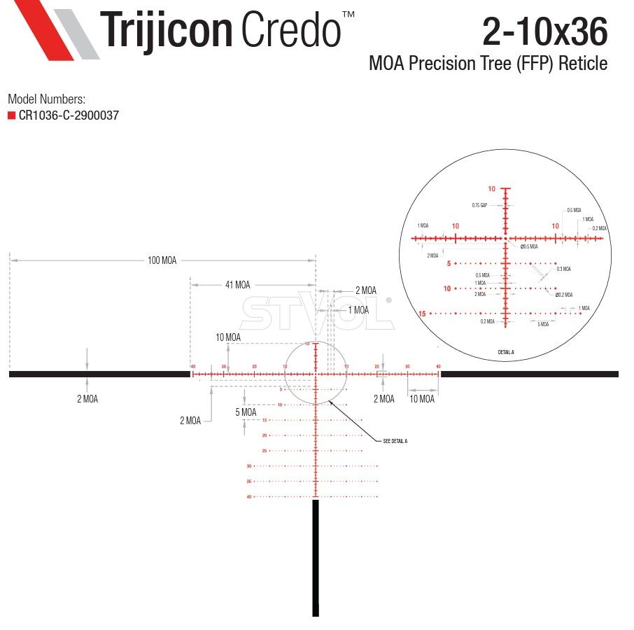 Приціл оптичний TRIJICON Credo 2-10x36 (30 мм) illum. MOA Tree Crosshair FFP Red фото 5
