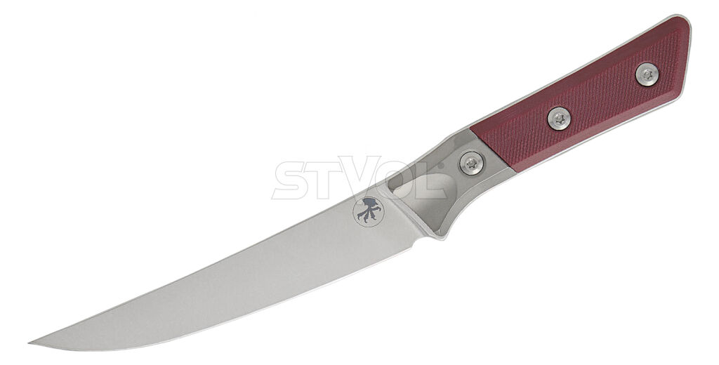 Обробний кухонний ніж Microtech Boning 6.125" Stonewash Merlot G-10 з больстером фото