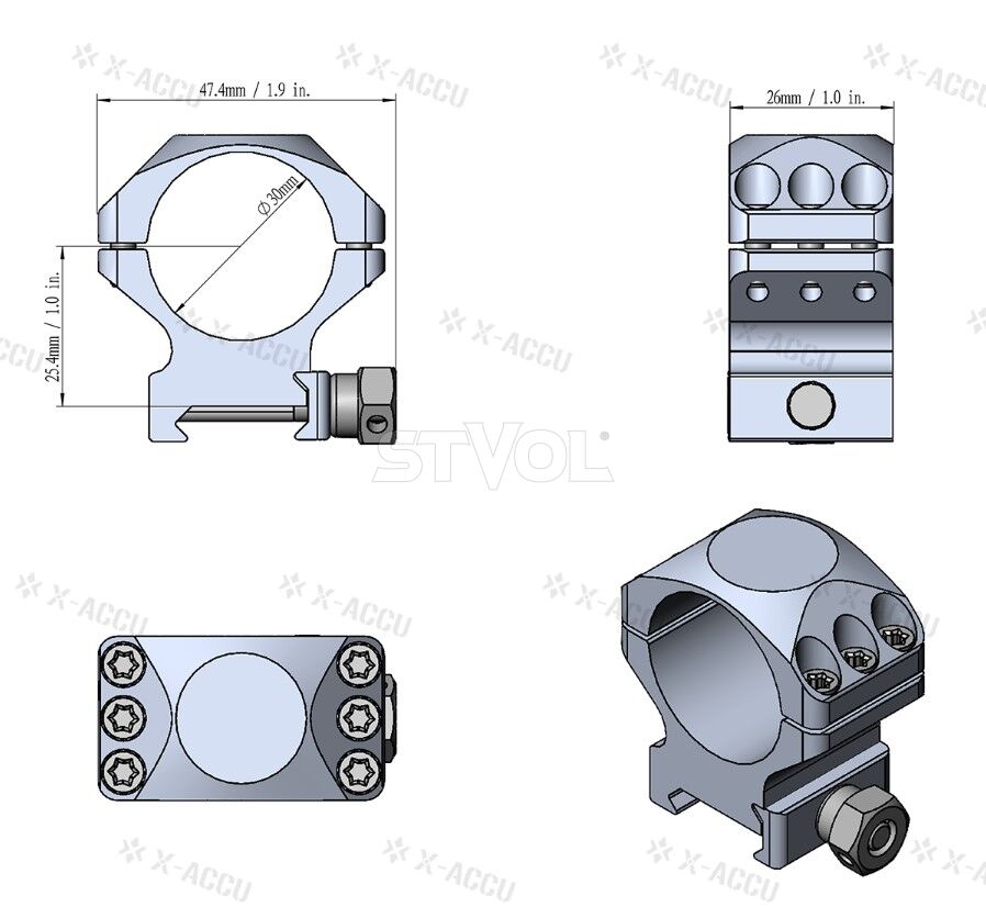 Кільця Vector Optics X-Accu 30 мм на Пікатіні фото 4