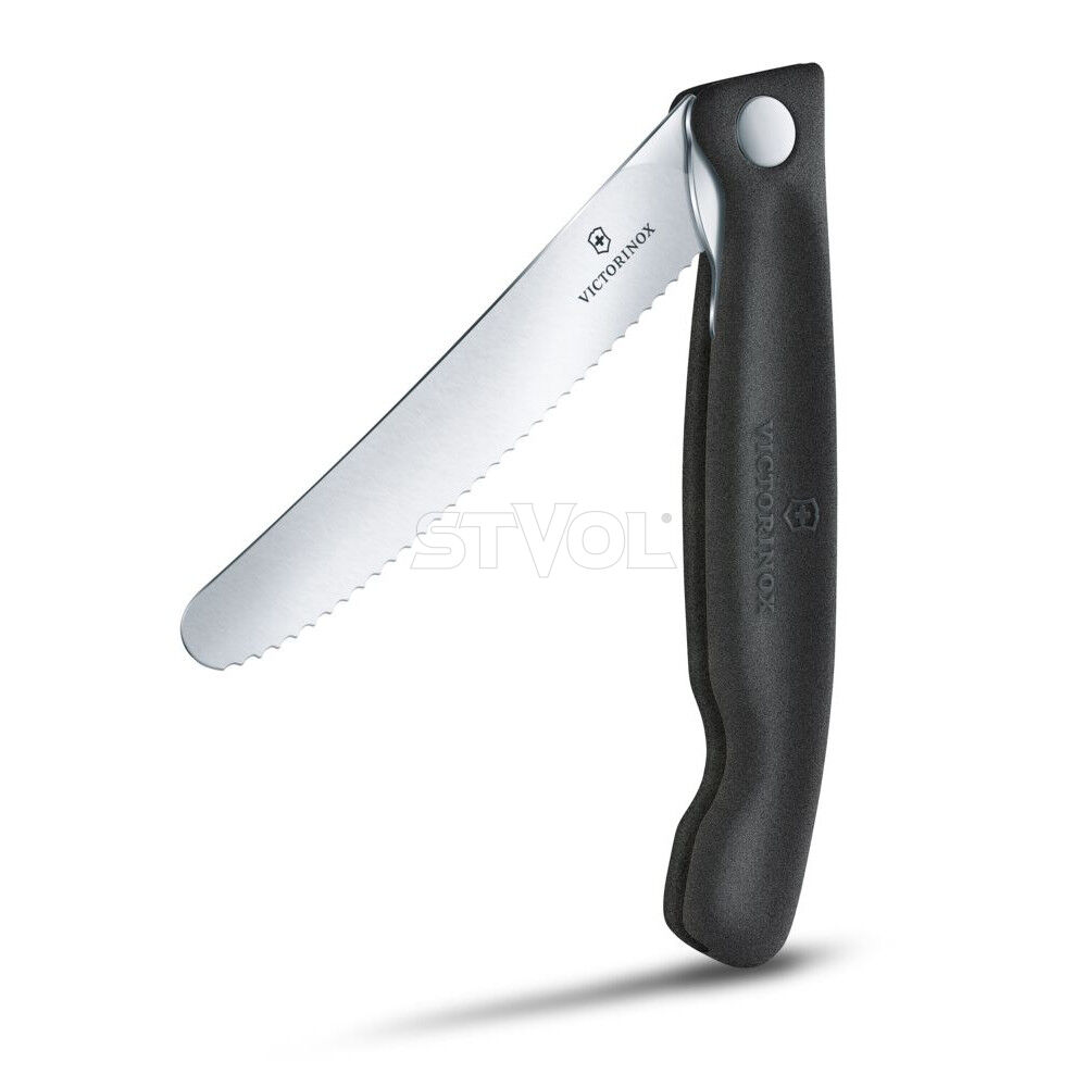 Ніж кухонний складний Victorinox SwissClassic 11 см, серрейтор, заокруглений, чорний фото 7