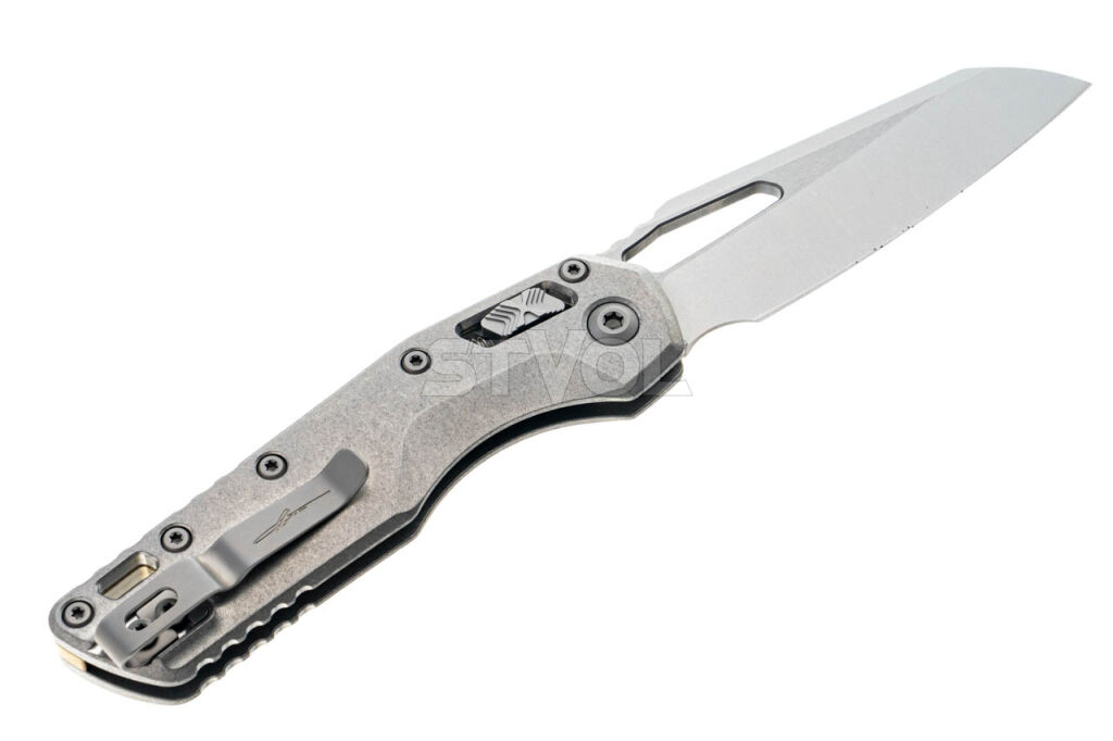 Нож Microtech MSI Ram-Lok Marfione Select Stonewash Slab side Titanium w/bronze Фото 2