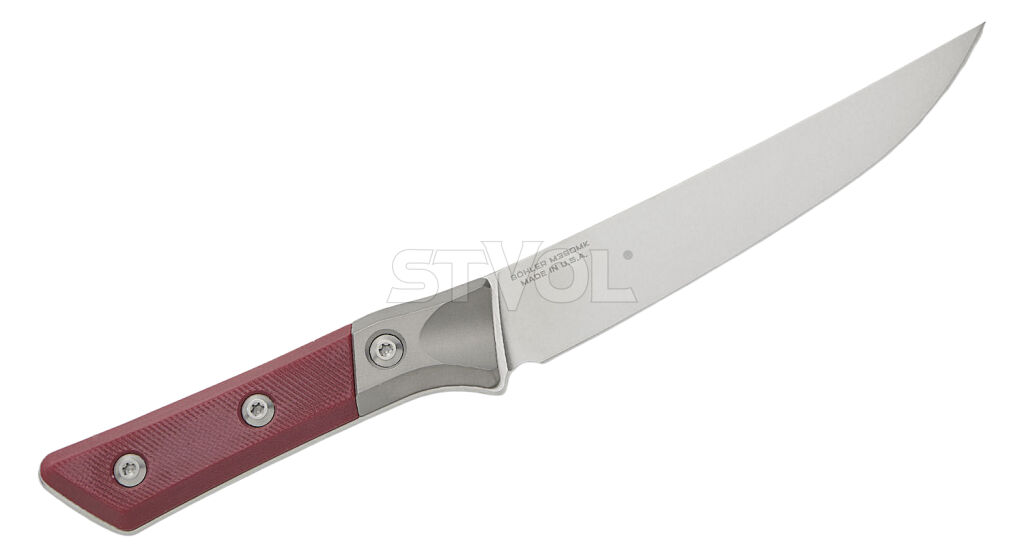 Обробний кухонний ніж Microtech Boning 6.125" Stonewash Merlot G-10 з больстером фото 2