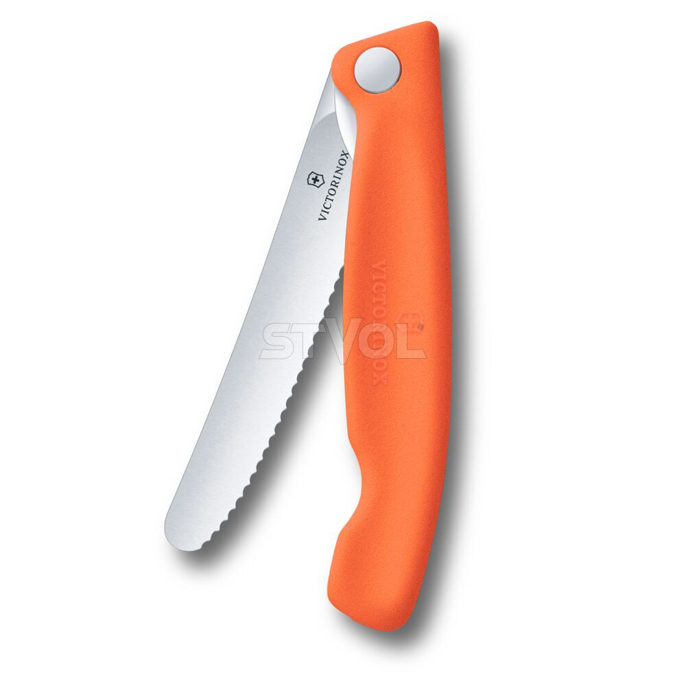 Ніж кухонний складний Victorinox SwissClassic 11 см, серрейтор, заокруглений, помаранчевий фото 2
