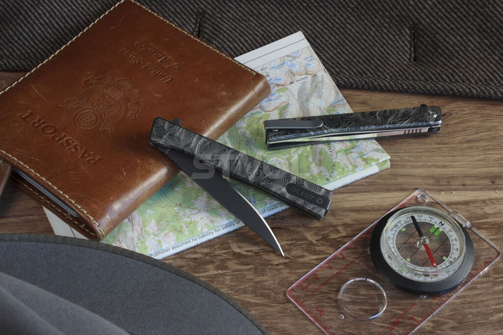 ж Ocaso "Solstice", Engraved titanium Topo Pattern, Black фото 2