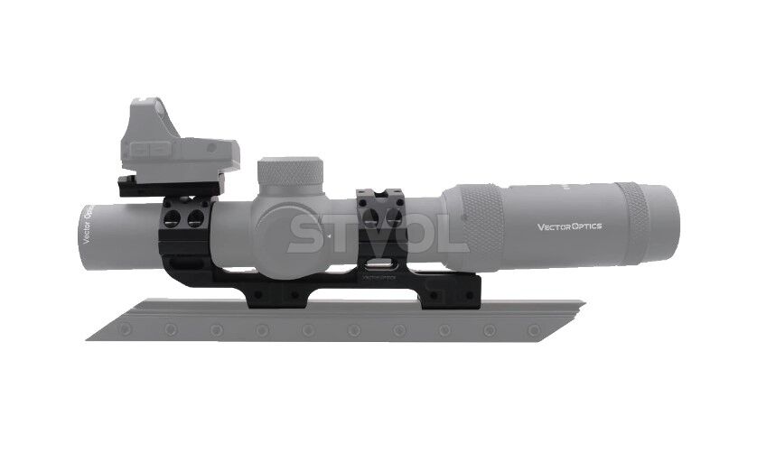 Моноблок Vector Optics 30/25,4 мм з бульбашковим рівнем на ластівчин хвіст і планкою Пікатіні зверху фото 8