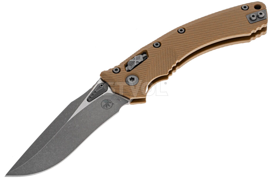 Ніж Microtech Amphibian Ram-Lok, клинок Apoc Fluted,  руків'я tan G10 фото