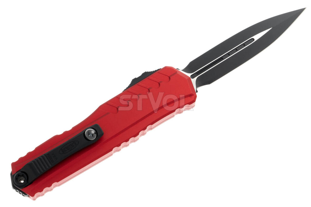Ніж Microtech Cypher II D/E OTF, чорний клинок, червоне руків'я фото 2