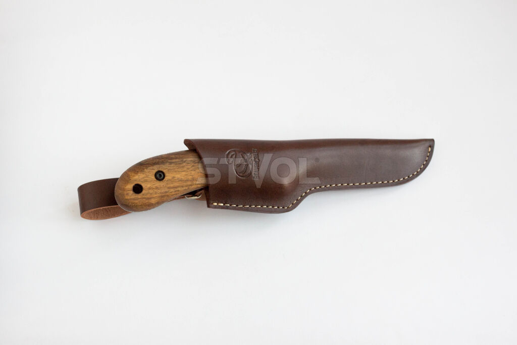 BSH 2 Ніж Bushcraft із вуглецевої сталі з горіховою ручкою зі шкіряною оболонкою фото 2