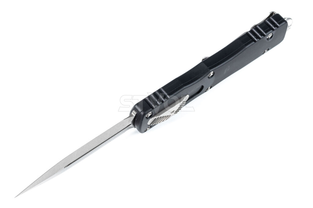 Ніж Microtech Dirac Delta D/E OTF, stonewash клинок, чорне руків'я фото 3