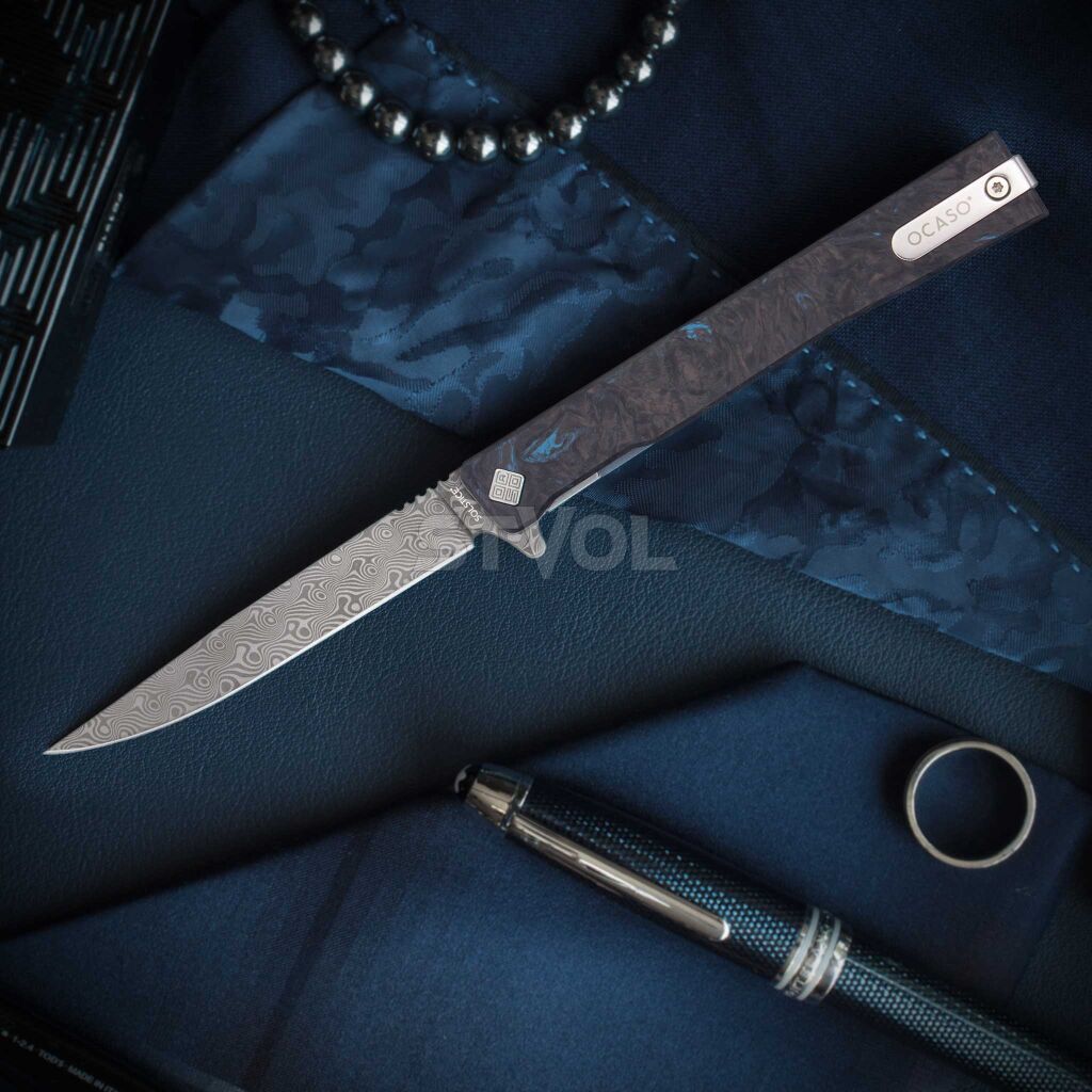 Нож Ocaso "Solstice", Fat Carbon Blue, Damascus Фото 2
