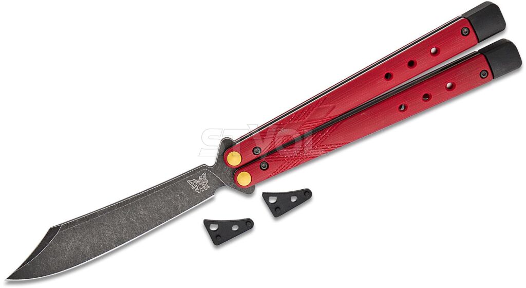 Нож Benchmade "Necron", balisong, ruby red G10