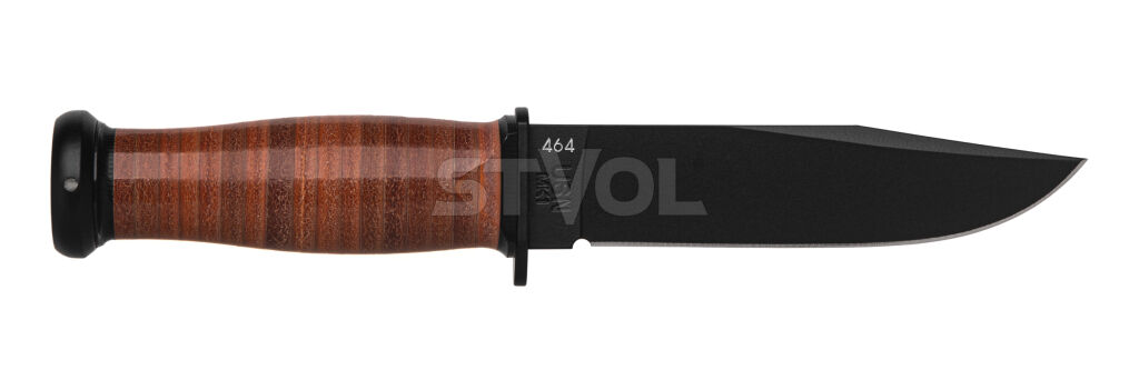 Нож Ka-Bar Mark I, черный, наборная кож. рукоять, кожаный чехол Фото 4