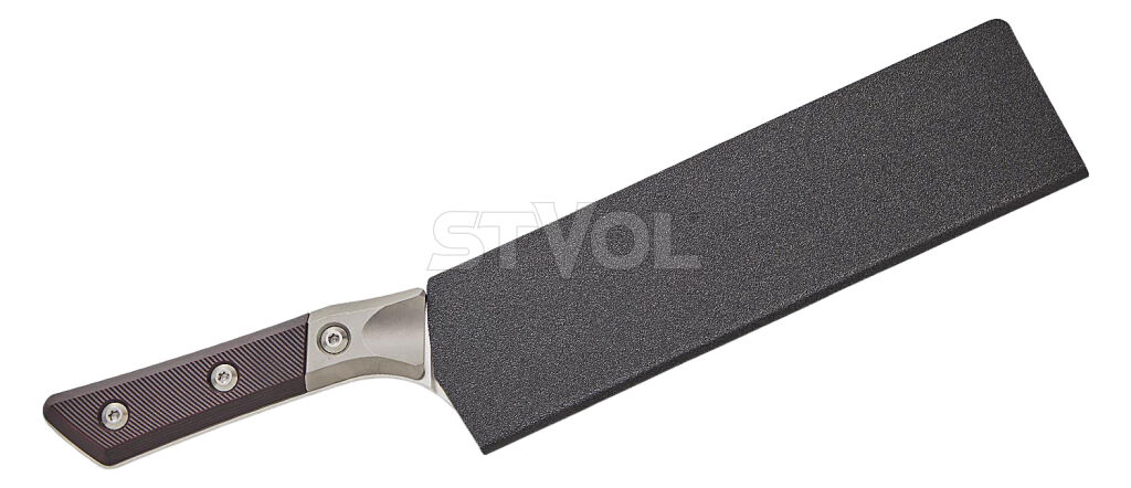 Шеф-ніж Microtech 8" Stonewash Standard Black Cherry G-10 з больстером фото 4
