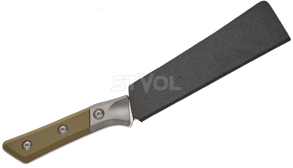 Обробний кухонний ніж Microtech Boning 6.125" Stonewash  OD Green G-10 з больстером фото 4