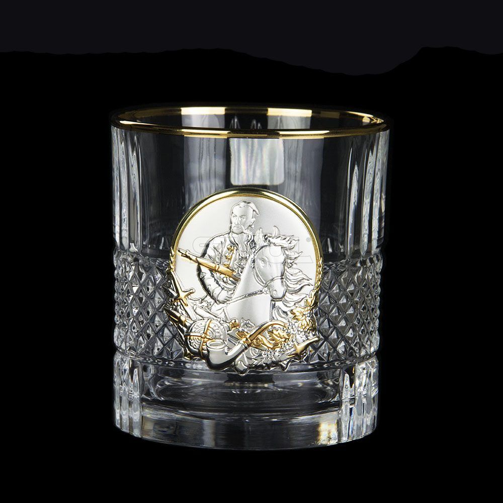 Набор для виски Boss Crystal "Казаки", 6 бокалов Brill Gold,  накладки золото Фото 5