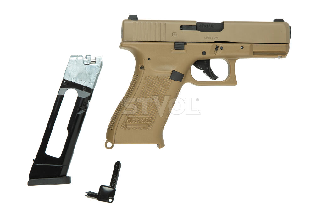 Пневматический пистолет Umarex Glock 19X TAN Blowback кал.4,5мм (с затворной задержкой) Фото 4