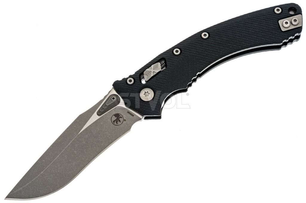 Ніж Microtech Amphibian Ram-Lok, клинок Apoc Fluted, чорне руків'я G10 фото