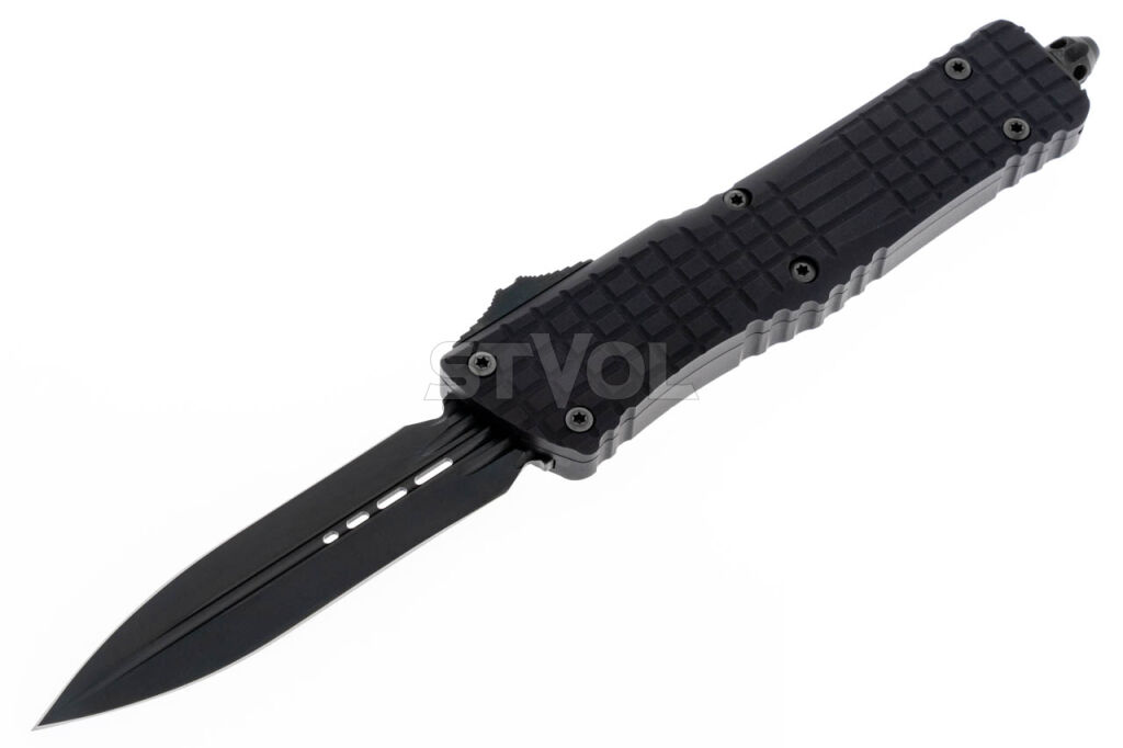 Нож Microtech Combat Troodon Delta OTF, fluted DLC, черный