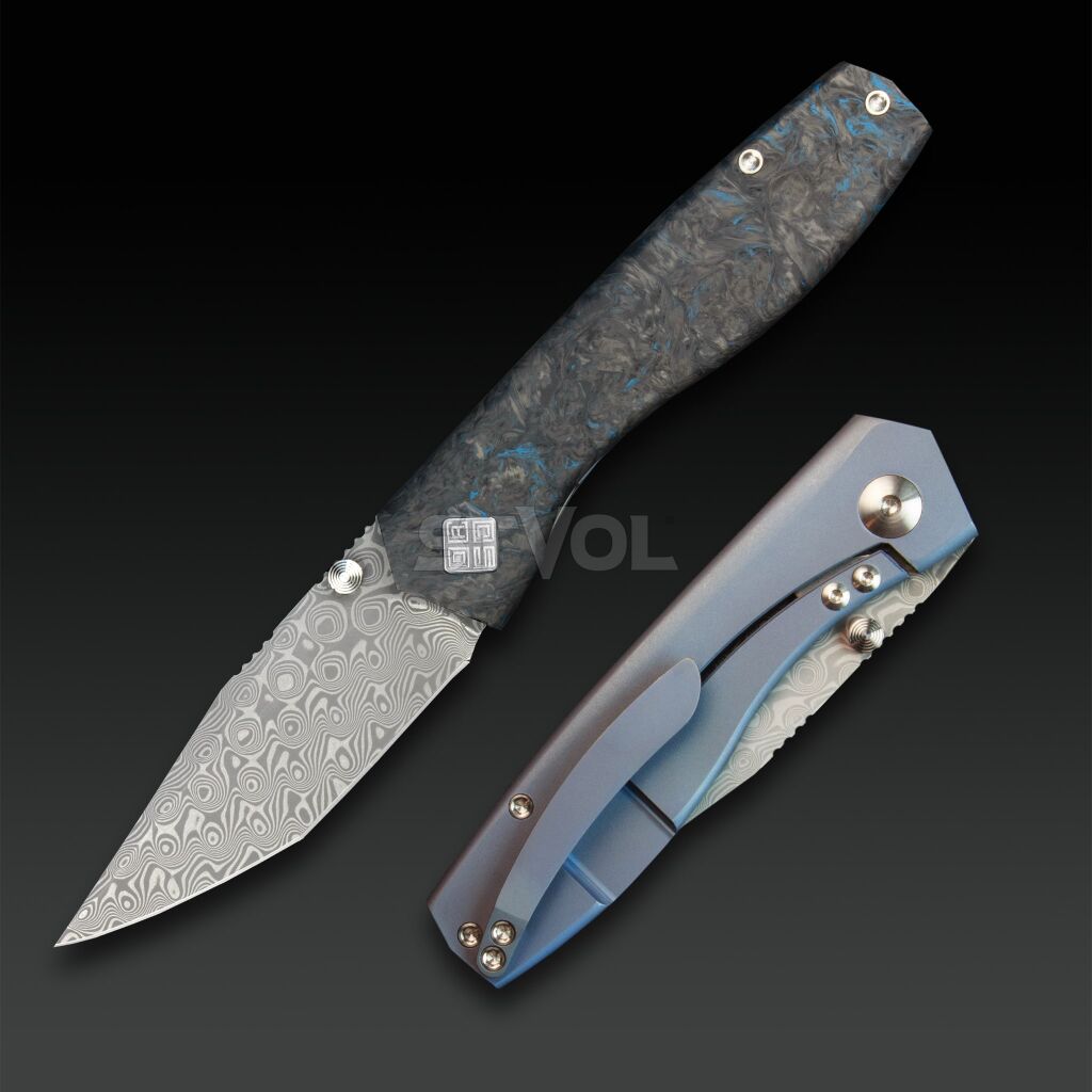 Нож Ocaso "Delos", Dark Matter Blue, Damascus Фото 2