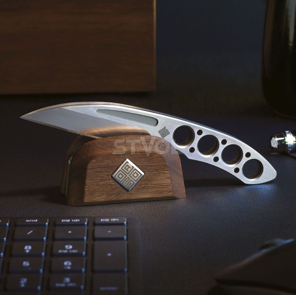 Набір з двох ножів Ocaso "Duo Desk Knife Wharncliffe" із підставкою з деревини горіха фото 2