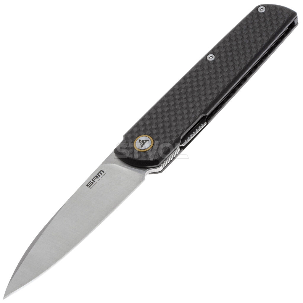 Ніж SRM Qrick 408L-KB, Sandvik 14C28N, G10 + carbon fiber, чорний фото