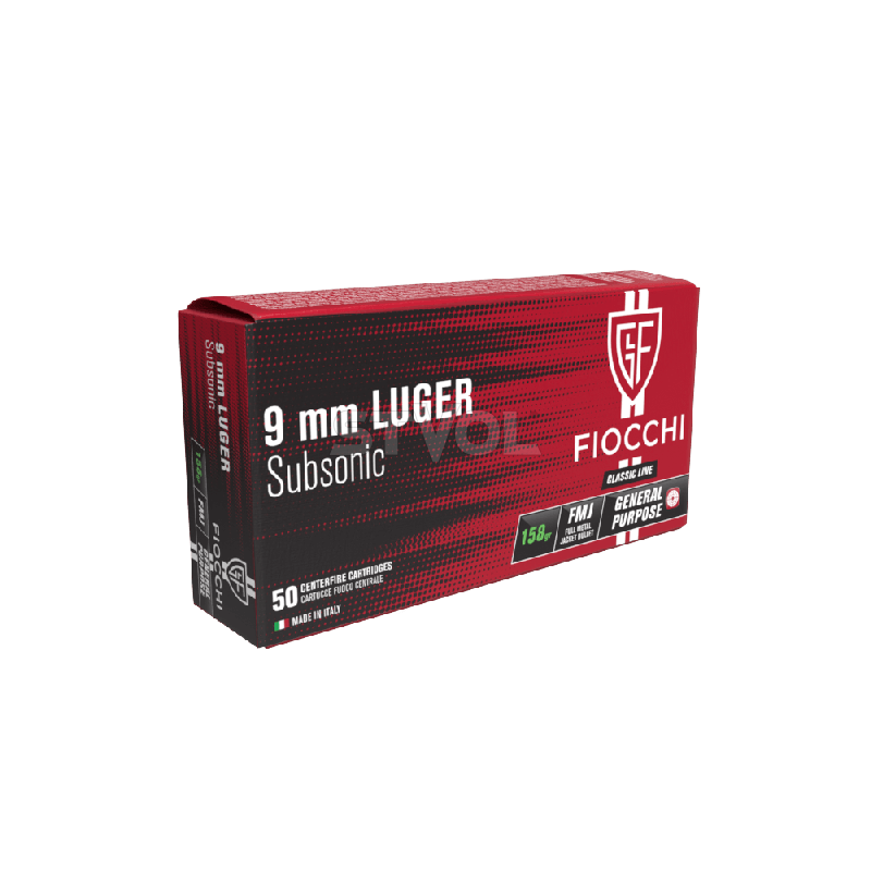 Патрони нарізні Fiocchi 9х19 Luger Subsonic FMJ 158 Gr (10.24 г) 50 шт. фото 2