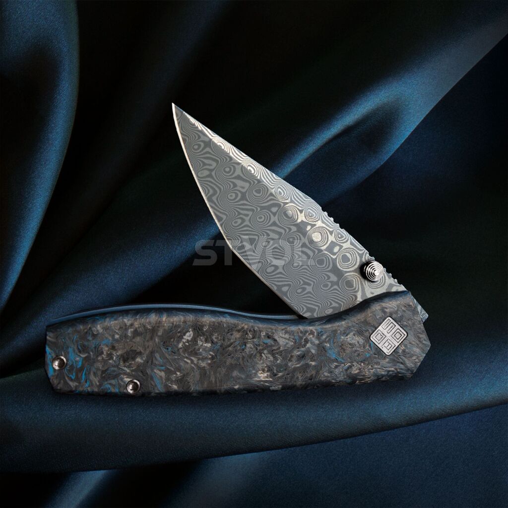 Нож Ocaso "Delos", Dark Matter Blue, Damascus Фото 5