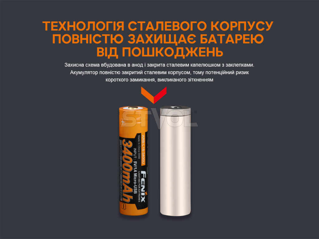 ARB-L18-3400U Акумулятор 18650 Fenix (3400 mAh) micro usb зарядка фото 7