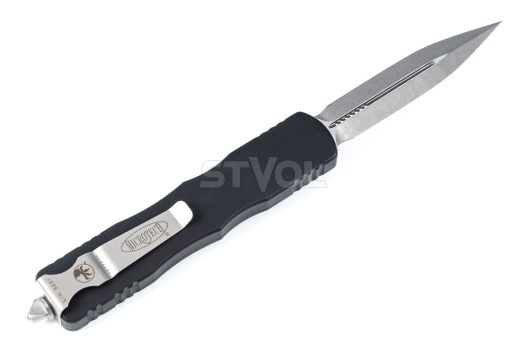 Ніж Microtech Dirac Delta D/E OTF, stonewash клинок, чорне руків'я фото 2