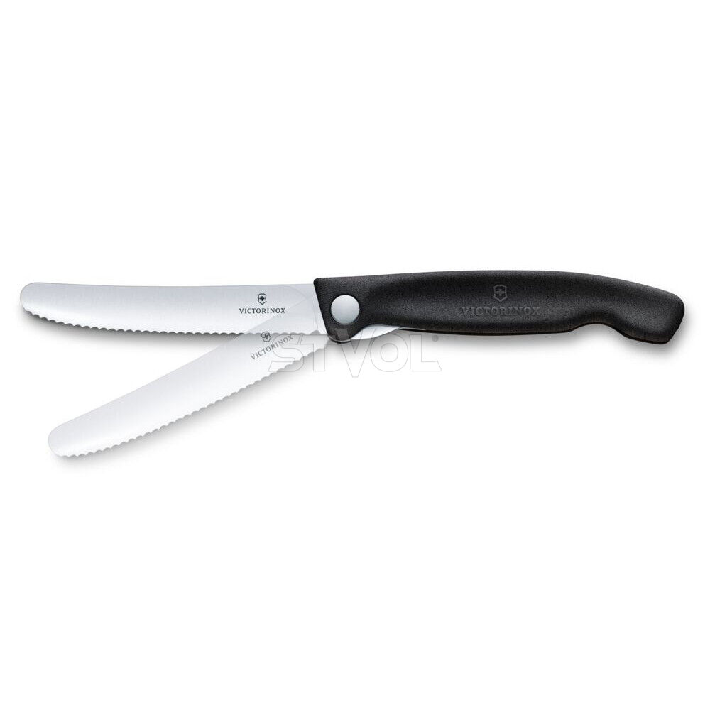 Ніж кухонний складний Victorinox SwissClassic 11 см, серрейтор, заокруглений, чорний фото 4