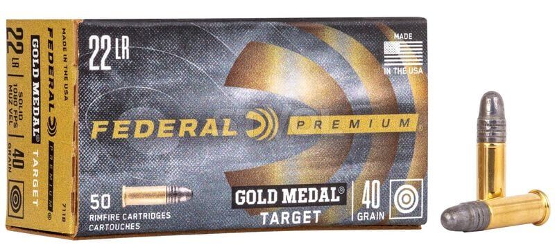 Патрон нарезной Federal Premium Gold Medal Target, 22LR, LRN, 40GR (2,59 г)