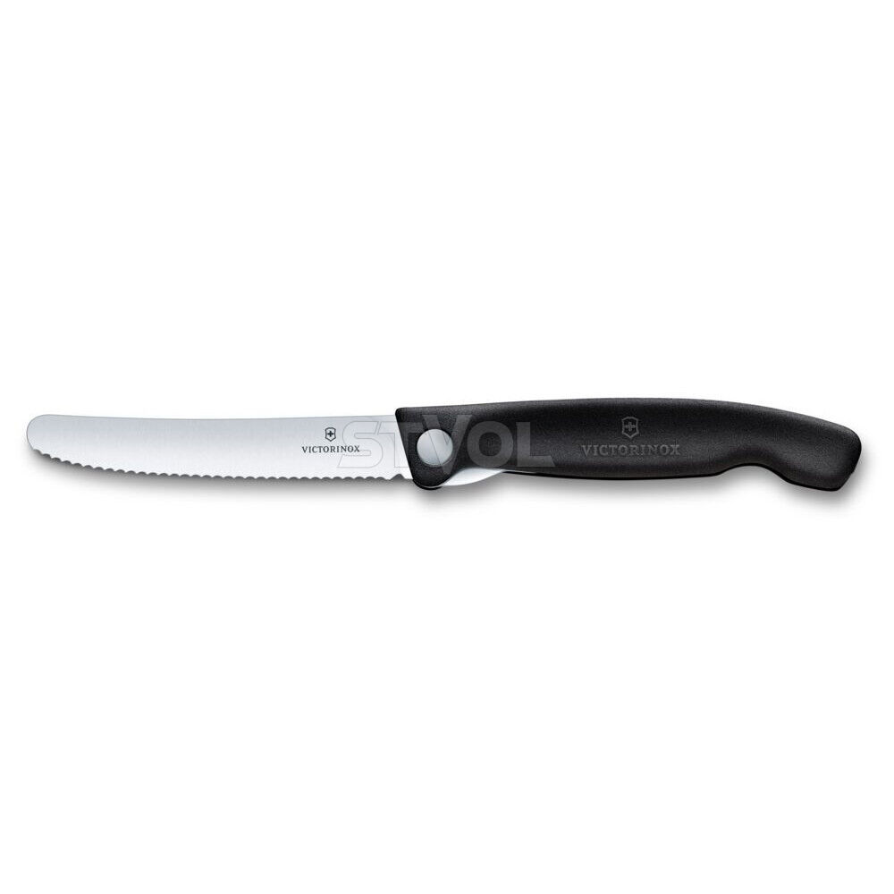 Ніж кухонний складний Victorinox SwissClassic 11 см, серрейтор, заокруглений, чорний фото 5